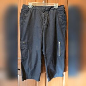 Chaps Black Cropped Pants With Burnished Brass Highlights